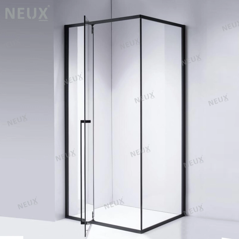 Basic Customization Trendy Black Framed Bathroom Pivot Tempered Glass Shower Enclosures