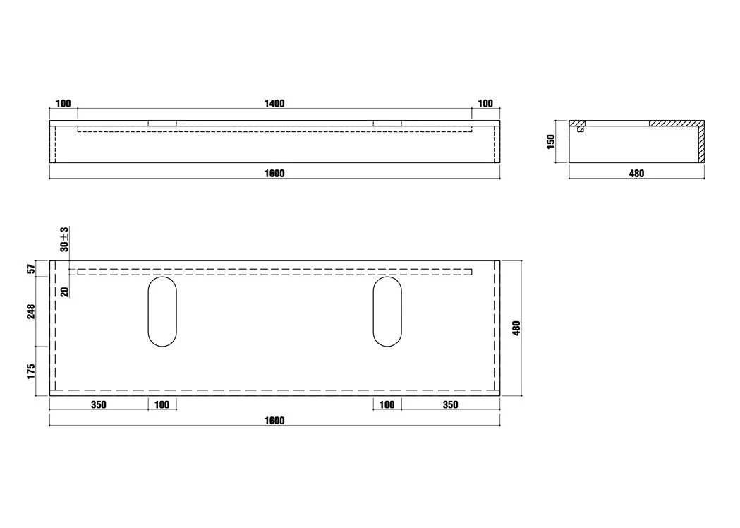 Wall Hung Bathroom Furniture 1600mm Bathroom Cabinet